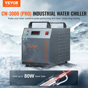 Industrial Water Chiller, CW-3000(PRO), 150W Air-Cooled Industrial Water Cooler Cooling System with 12L Water V952-GYLSJFLS12L1YAX14V3