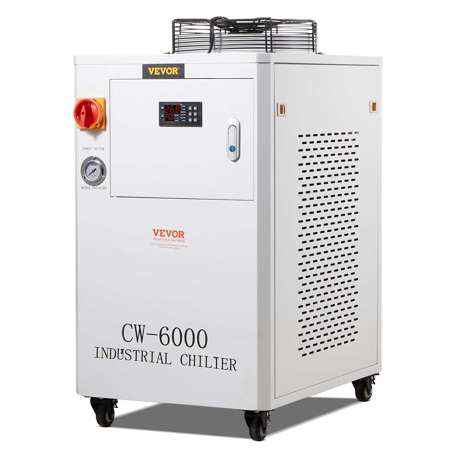 Industrial Water Chiller, CW6000, 1500W Industrial Water Cooler Cooling System with Compressor 15L Water Tank V952-GYLSJYSJS15LDYZN6V3