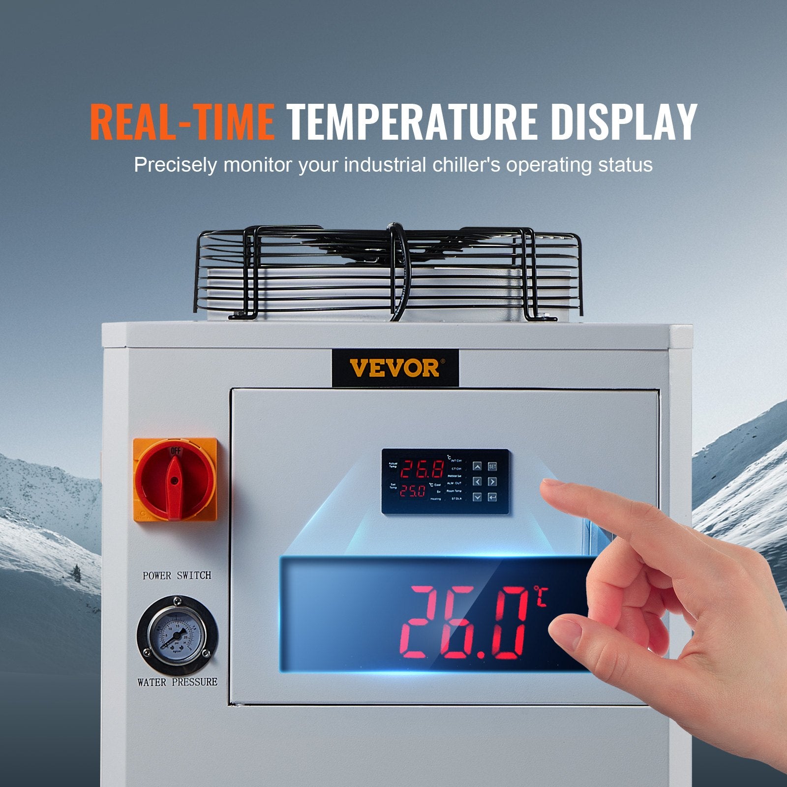 Industrial Water Chiller, CW6000, 1500W Industrial Water Cooler Cooling System with Compressor 15L Water Tank V952-GYLSJYSJS15LDYZN6V3