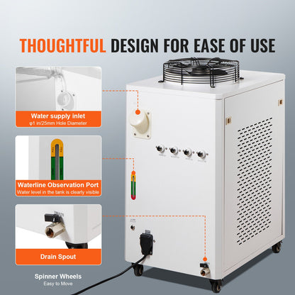 Industrial Water Chiller, CW6000, 1500W Industrial Water Cooler Cooling System with Compressor 15L Water Tank V952-GYLSJYSJS15LDYZN6V3