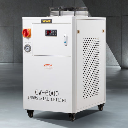Industrial Water Chiller, CW6000, 1500W Industrial Water Cooler Cooling System with Compressor 15L Water Tank V952-GYLSJYSJS15LDYZN6V3