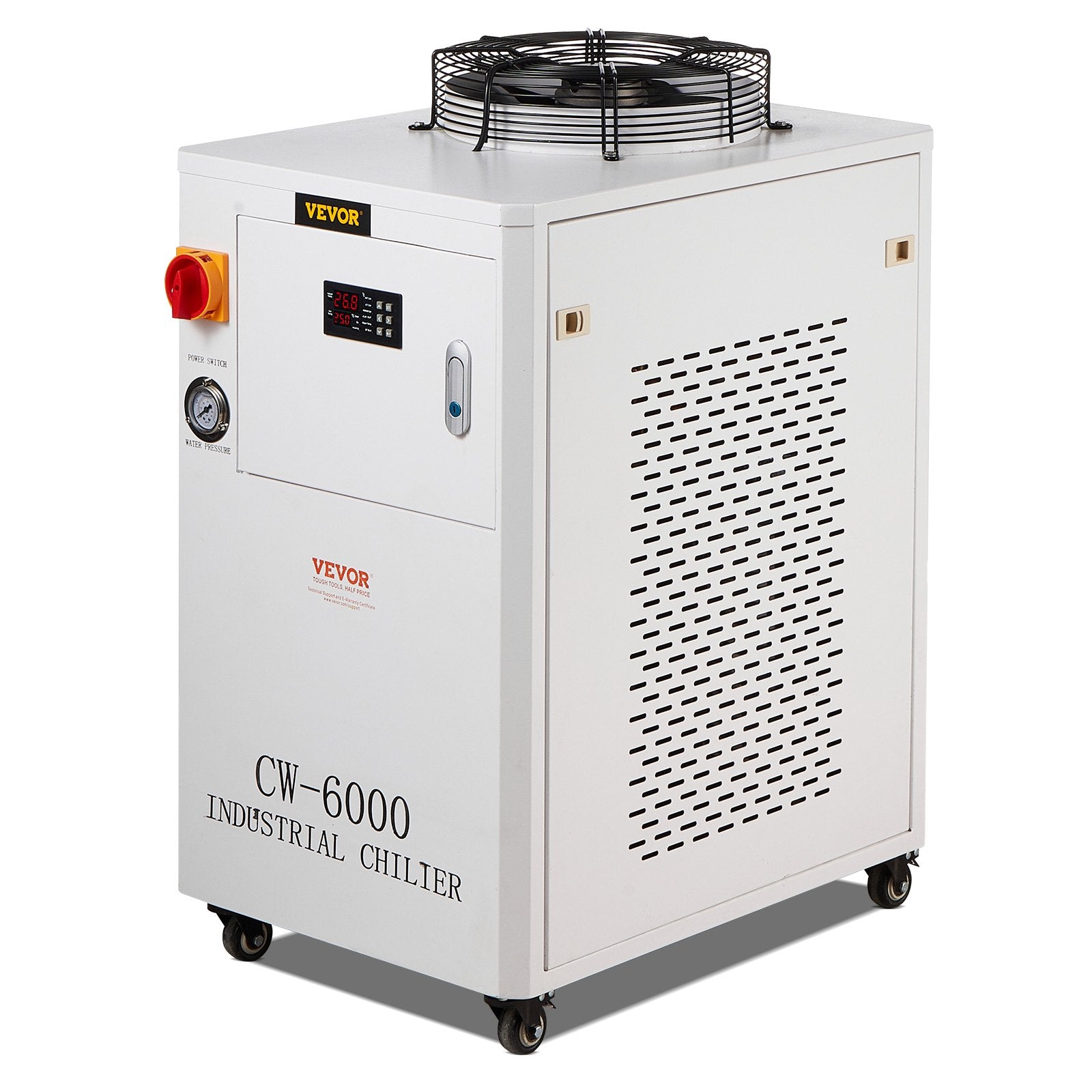 Industrial Water Chiller, CW6000, 1500W Industrial Water Cooler Cooling System with Compressor 15L Water Tank V952-GYLSJYSJS15LDYZN6V3
