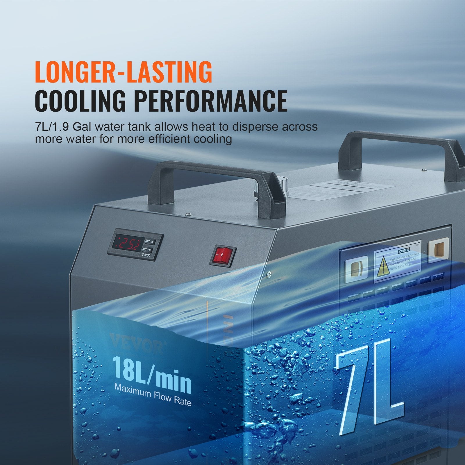 Industrial Water Chiller, CW-5202, Industrial Water Cooler Cooling System with Built-in Compressor 7L Water V952-GYLSJYSJS7L18IJHWV3