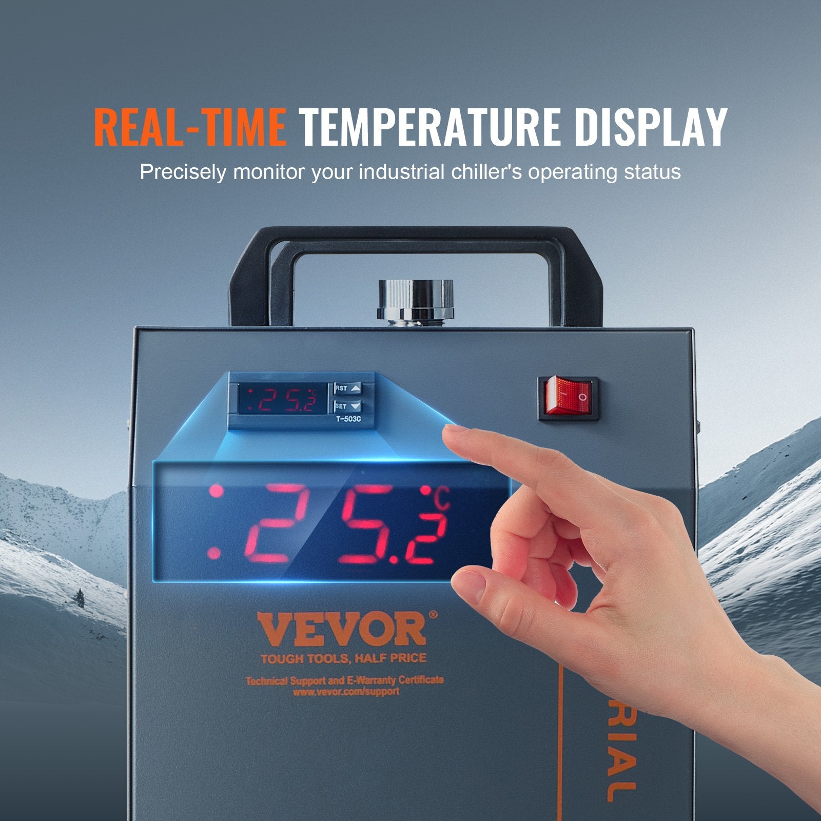 Industrial Water Chiller, CW-5200, Industrial Water Cooler Cooling System with Built-in Compressor 7L Water V952-GYLSJYSJS7L1LBEPIV3
