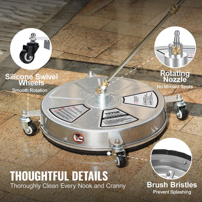 18" Pressure Washer Surface Cleaner w/ Wheels, Stainless Steel Concrete Cleaner 4000 Max PSI , 1/4" V952-GYQXJBMQJQBXWXXFTV0