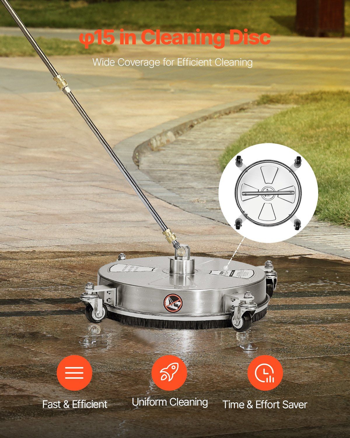 16.5" Pressure Washer Surface Cleaner, Stainless Steel Pressure Washer Attachments with 4 Wheels, 4000 Max V952-GYQXJBMQJQYP62KMHV0