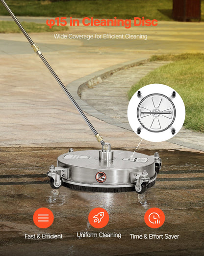 15" Pressure Washer Surface Cleaner 4 Wheels 4000 Max PSI 2 Extended Wands V952-GYQXJBMQJQYPI0B3OV0