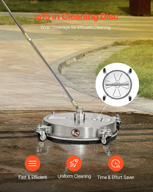 15" Pressure Washer Surface Cleaner 4 Wheels 4000 Max PSI 2 Extended Wands V952-GYQXJBMQJQYPI0B3OV0