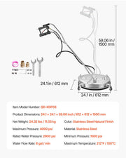 24" Pressure Washer Surface Cleaner, Stainless Steel Pressure Washer Attachments with 4 Wheels, 4000 Max PSI, V952-GYQXJBMQJQYPKEO1LV0