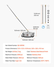 14" Pressure Washer Surface Cleaner, Stainless Steel Pressure Washer Attachments with 4 Wheels, 4000 Max PSI, V952-GYQXJBMQJQYPLEQRIV0