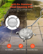 20" Pressure Washer Surface Cleaner, Stainless Steel Pressure Washer Attachments with 4 Wheels, 4500 Max PSI, V952-GYQXJBMQJQYPR0QW0V0
