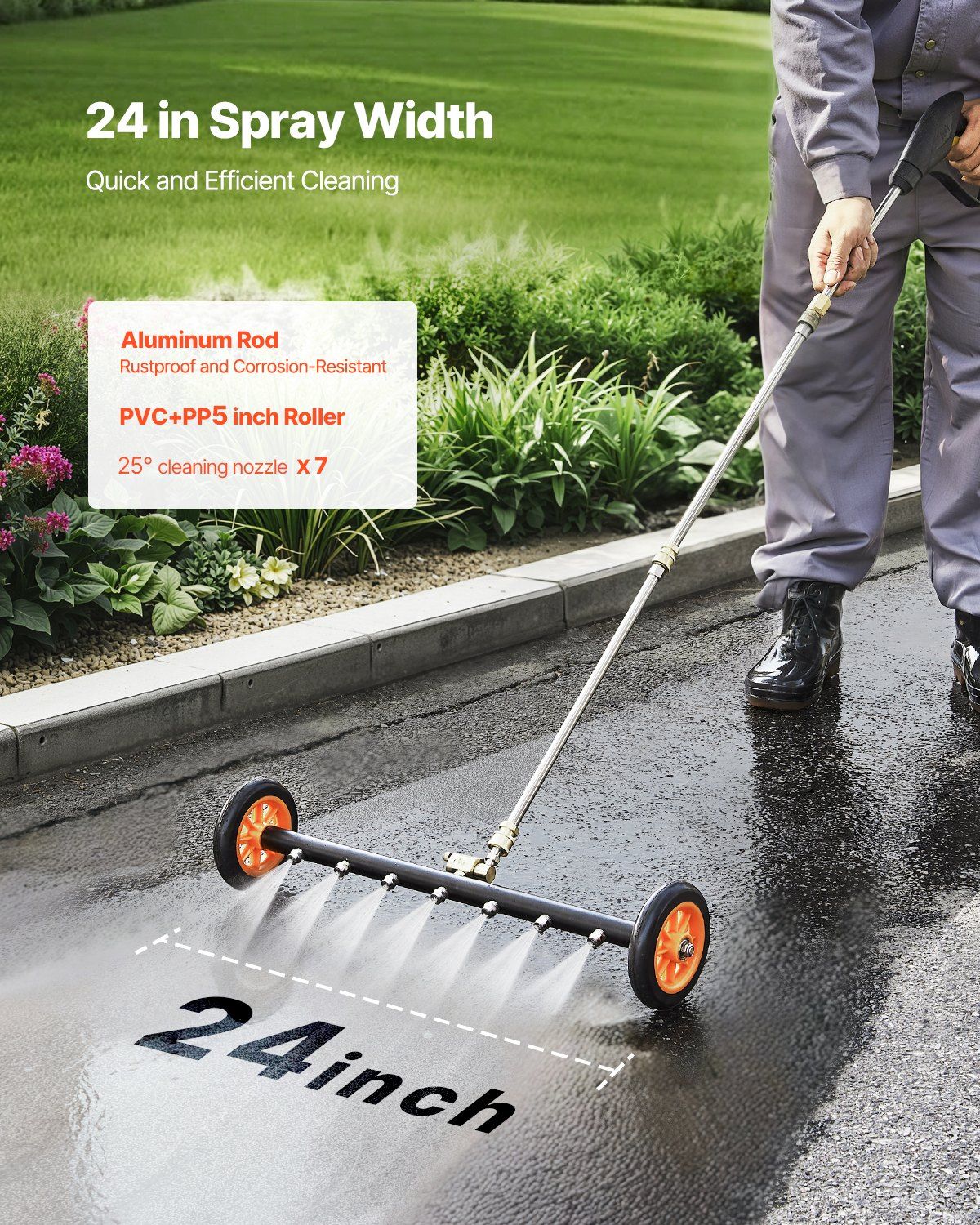 24" Pressure Washer Undercarriage Cleaner, Stainless Steel Surface Cleaner for Pressure Washer, 4000 Max PSI, V952-GYQXJBMQJQZGQLB0WV0