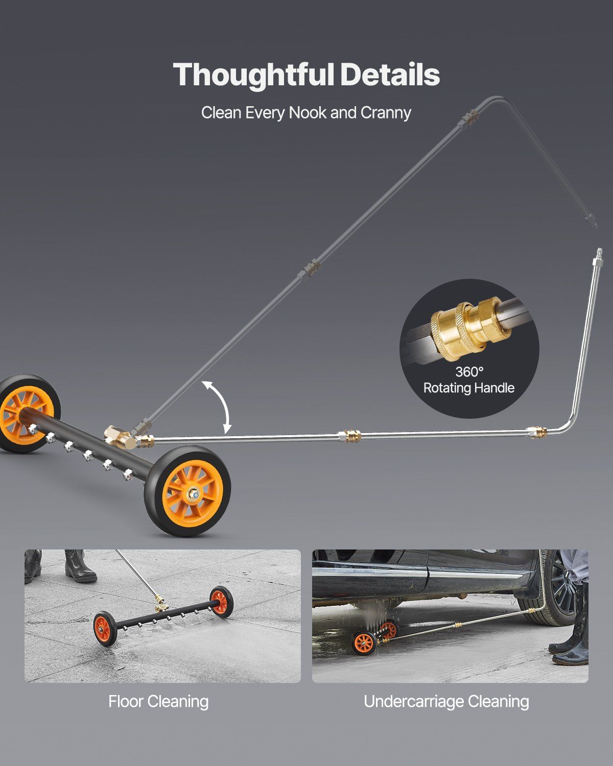 24" Pressure Washer Undercarriage Cleaner, Stainless Steel Surface Cleaner for Pressure Washer, 4000 Max PSI, V952-GYQXJBMQJQZGQLB0WV0