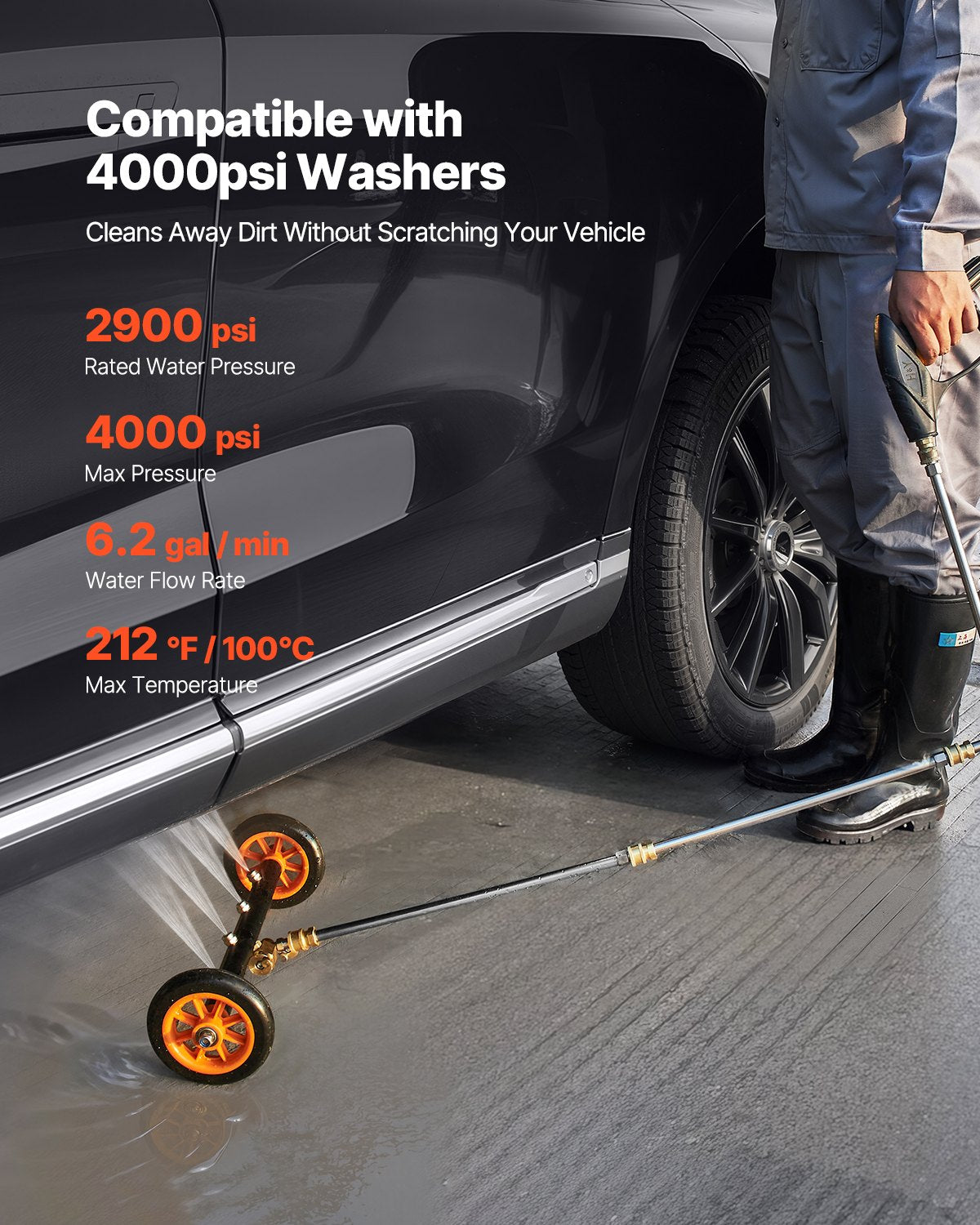 16" Pressure Washer Undercarriage Cleaner, Stainless Steel Surface Cleaner for Pressure Washer, 4000 Max PSI, V952-GYQXJBMQJQZGW7HOZV0
