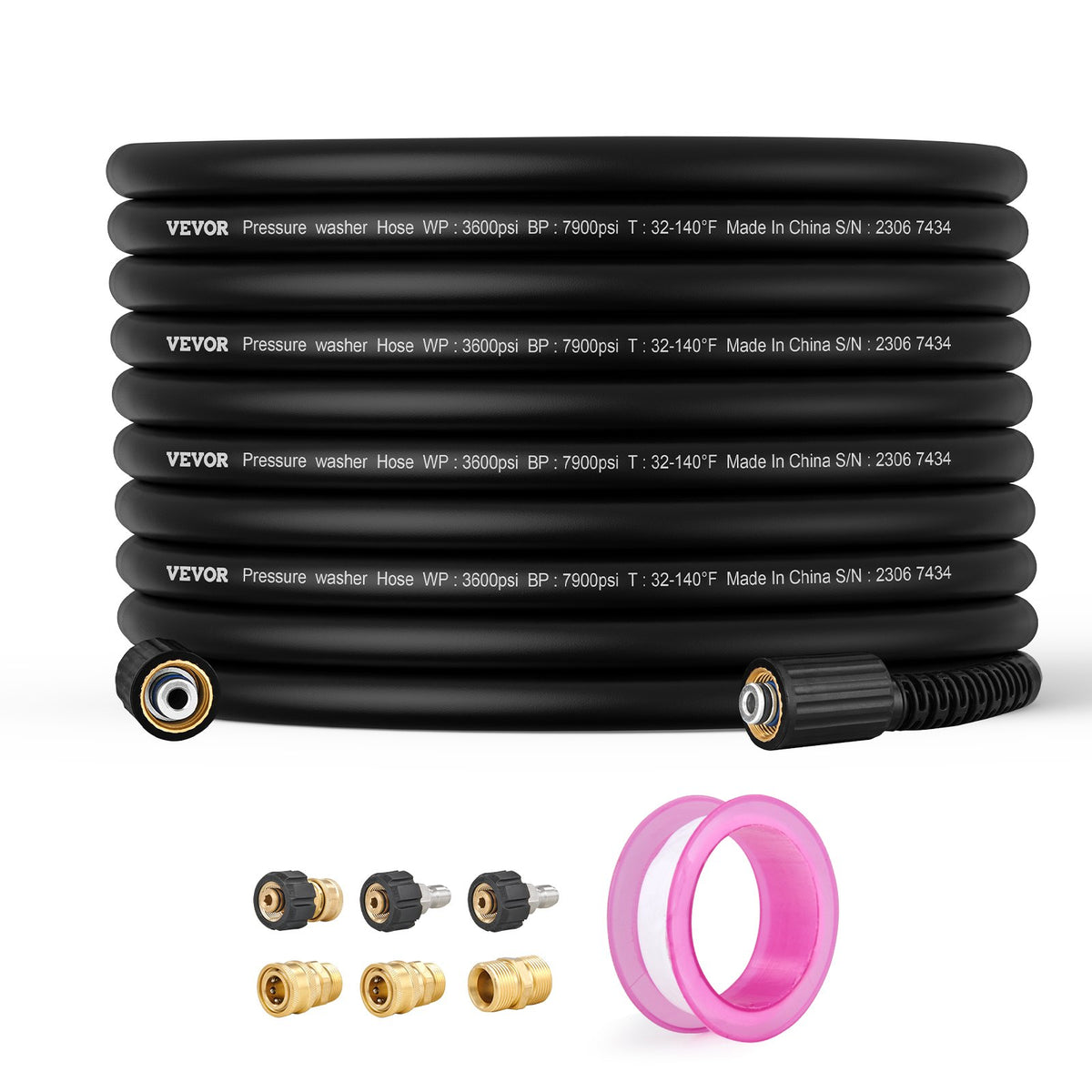 Pressure Washer Hose, 100FT, 1/4" Kink Free M22-14mm Brass Thread Replacement For Most Brand Pressure V952-GYQXRG100FT1FESK8V0