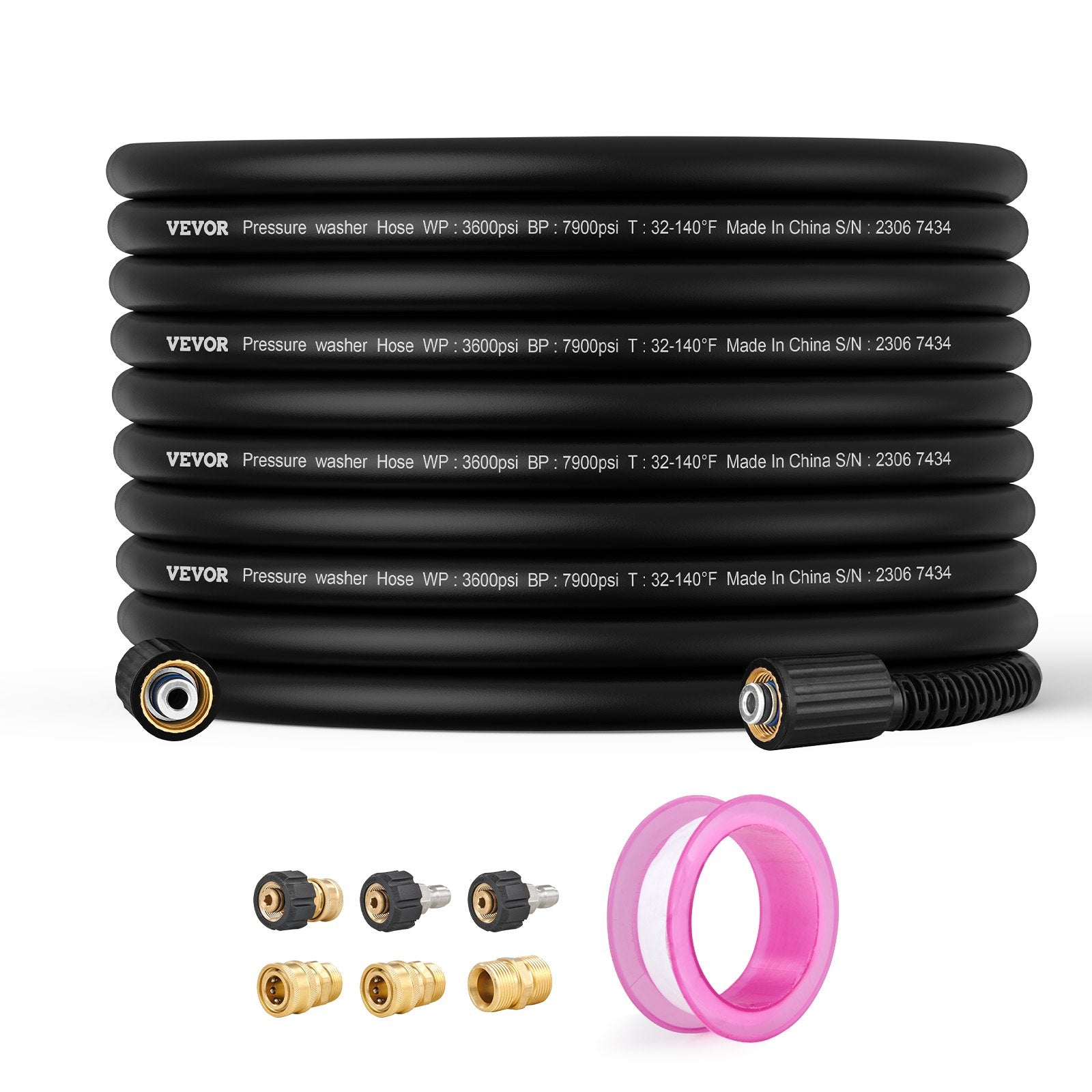 Pressure Washer Hose, 100FT, 1/4" Kink Free M22-14mm Brass Thread Replacement For Most Brand Pressure V952-GYQXRG100FT1FESK8V0