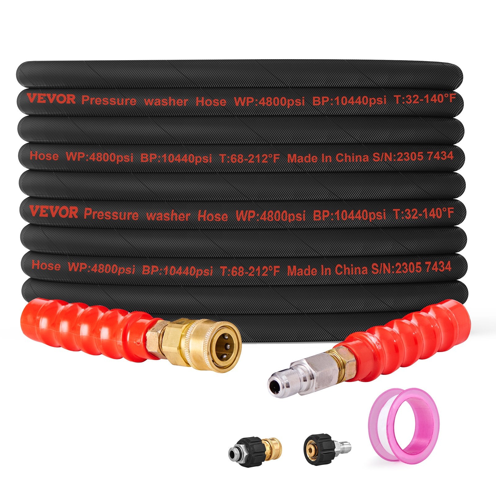 Pressure Washer Hose, 100FT, Kink Free 3/8"-14.8 Male, 3/8"-15 Female For Most Brand Pressure Washers, 4.9'' V952-GYQXRG100FT3TSQ9MV0