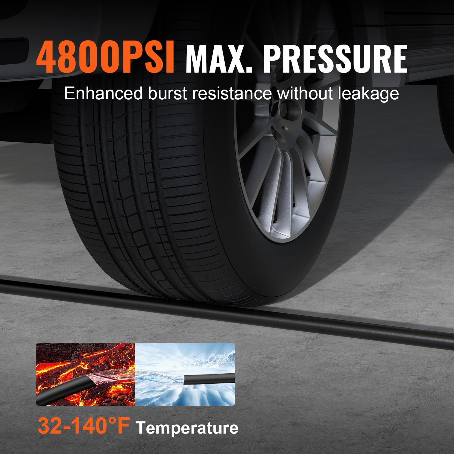 Pressure Washer Hose, 100FT, Kink Free 3/8"-14.8 Male, 3/8"-15 Female For Most Brand Pressure Washers, 4.9'' V952-GYQXRG100FT3TSQ9MV0