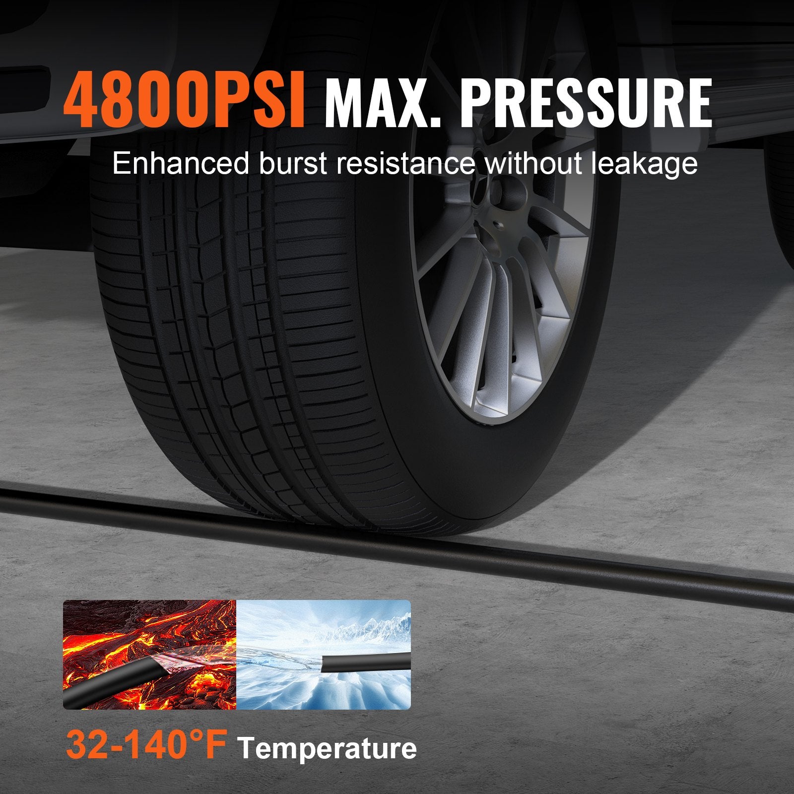 Pressure Washer Hose, 100FT, Kink Free 3/8"-14.8 Male, 3/8"-15 Female For Most Brand Pressure Washers, 4.9'' V952-GYQXRG100FT3TSQ9MV0