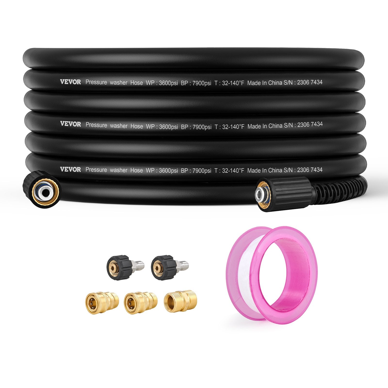 50 FT 3600 PSI High Pressure Power Washer Hose 1/4" Quick Connection V952-GYQXRG50FT14NU19OV0