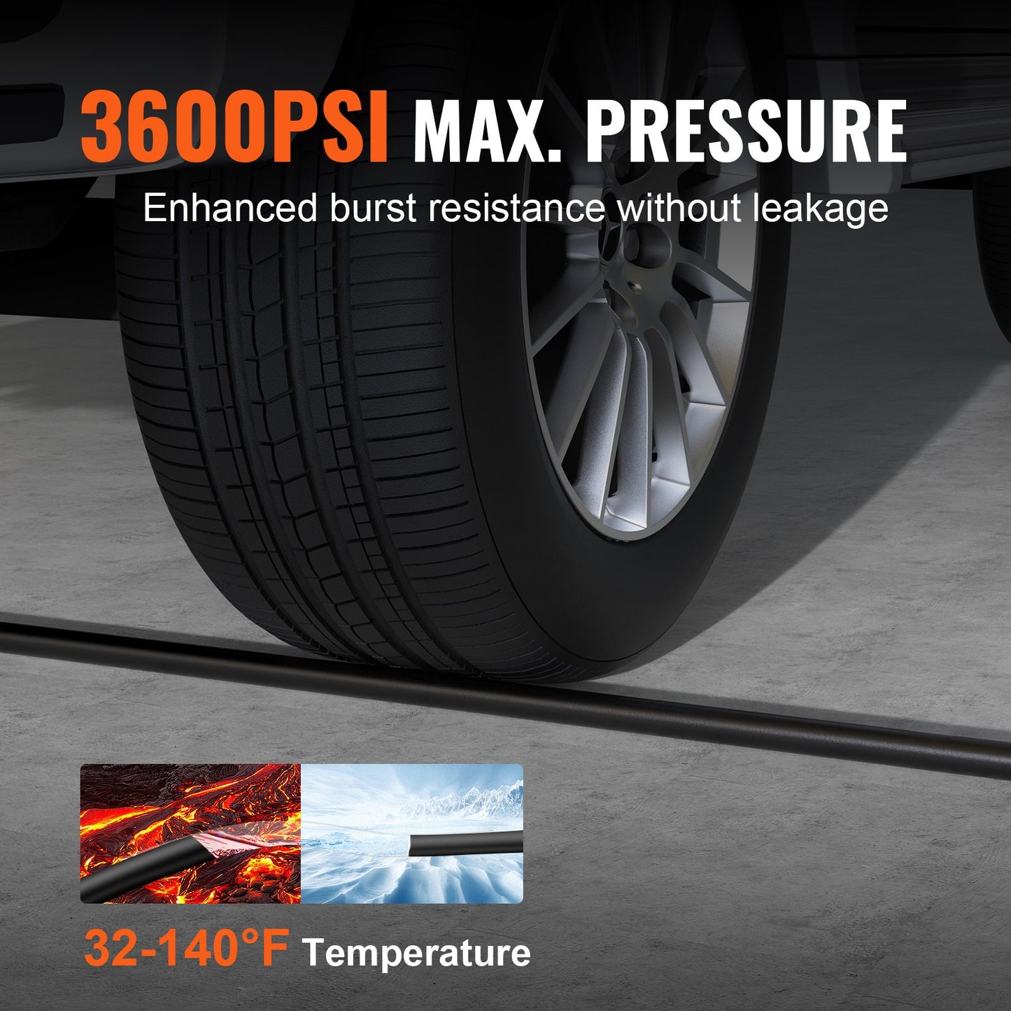 50 FT 3600 PSI High Pressure Power Washer Hose 1/4" Quick Connection V952-GYQXRG50FT14NU19OV0