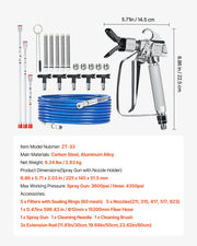 Airless Paint Spray Gun and Hose Kit 3600PSI with Extension Rods Filters V952-GYWQPTJRGJPJ60PDZV0