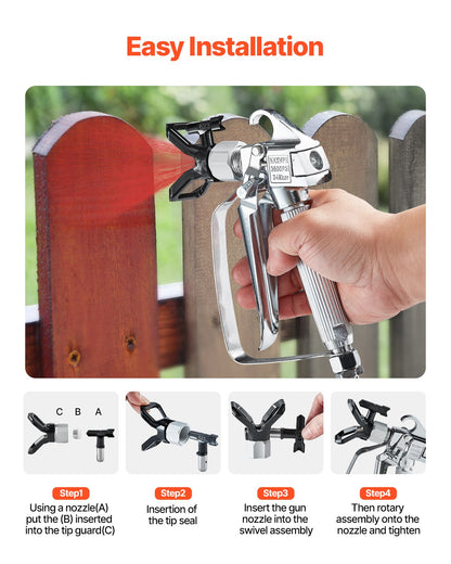Airless Paint Spray Gun 3600PSI High Pressure Airless Spray Gun 517 Tip V952-GYWQPTJRGJPJNLZF8V0
