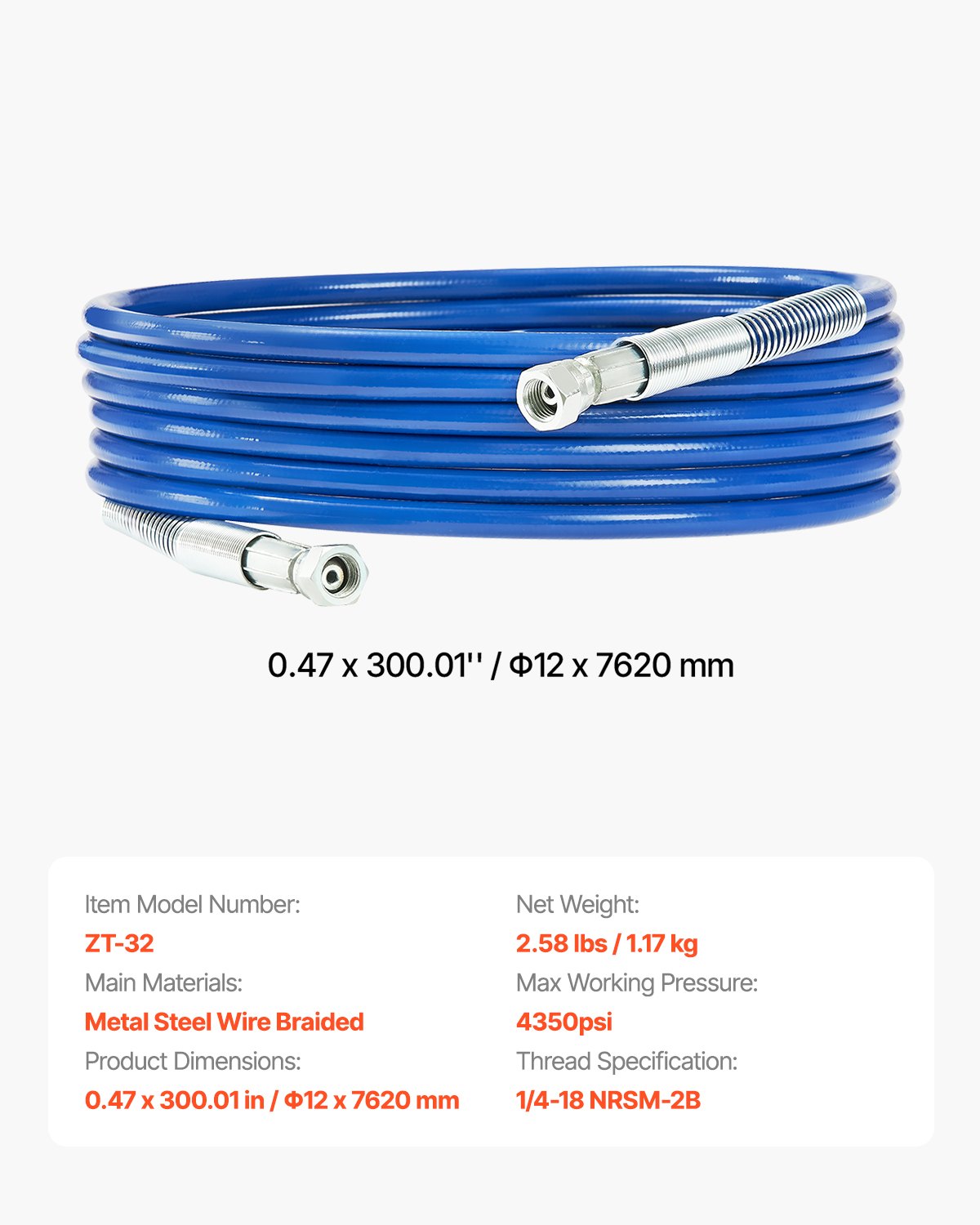 25ft Airless Paint Sprayer Hose 1/4 in Universal Airless Paint Spray Hose V952-GYWQPTJRGJPJUJUBPV0