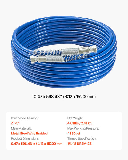 50ft Airless Paint Sprayer Hose 1/4 in Universal Airless Paint Spray Hose V952-GYWQPTJRGJPJUN2CGV0