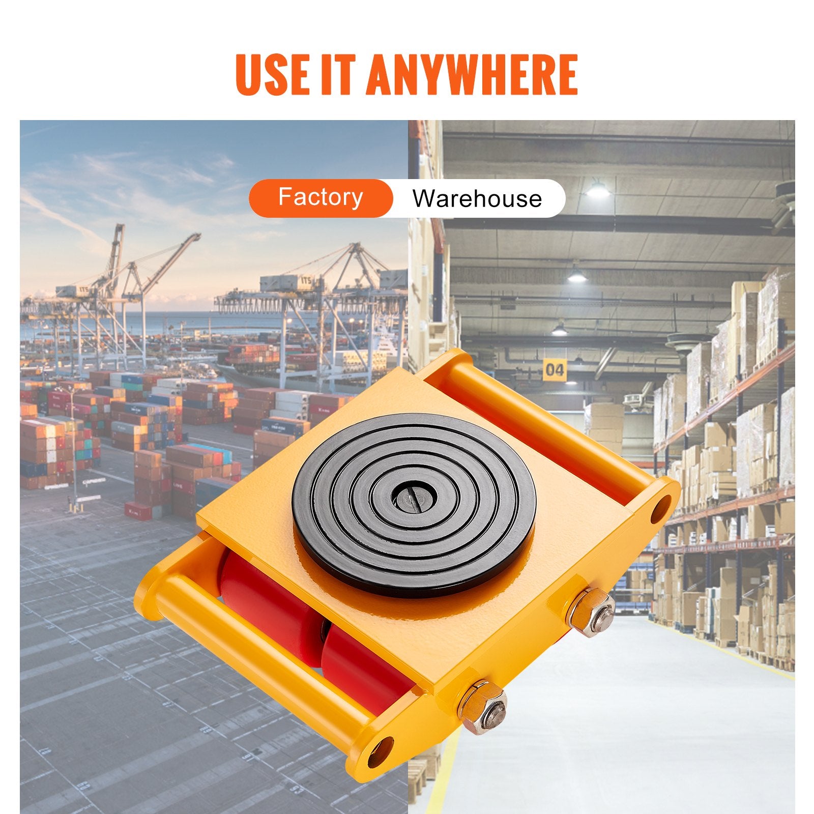 Machinery Skate Dolly Machinery Mover 13200lbs/6T Carbon Steel 4 PU Wheels V952-GYXTKHSG16TPU4PRFV0