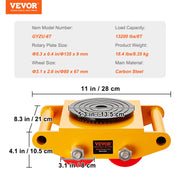 Machinery Skate Dolly Machinery Mover 13200lbs/6T Carbon Steel 4 PU Wheels V952-GYXTKHSG16TPU4PRFV0