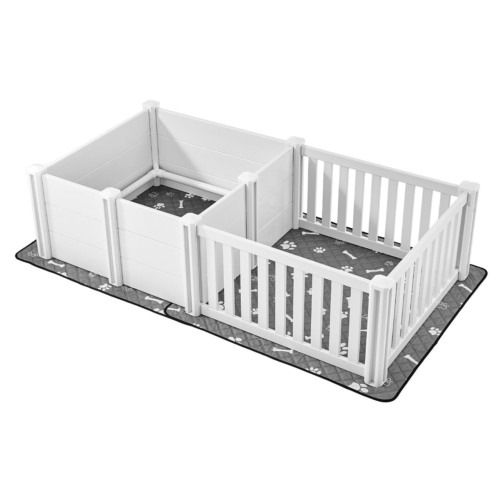 Dog Whelping Box, 1.86x0.97x0.5 m, Plastic Dog Whelping Pen with Adjustable Height Door, Puppy Playpen with V952-GYZXZHZHSLBDGWMS0001V0