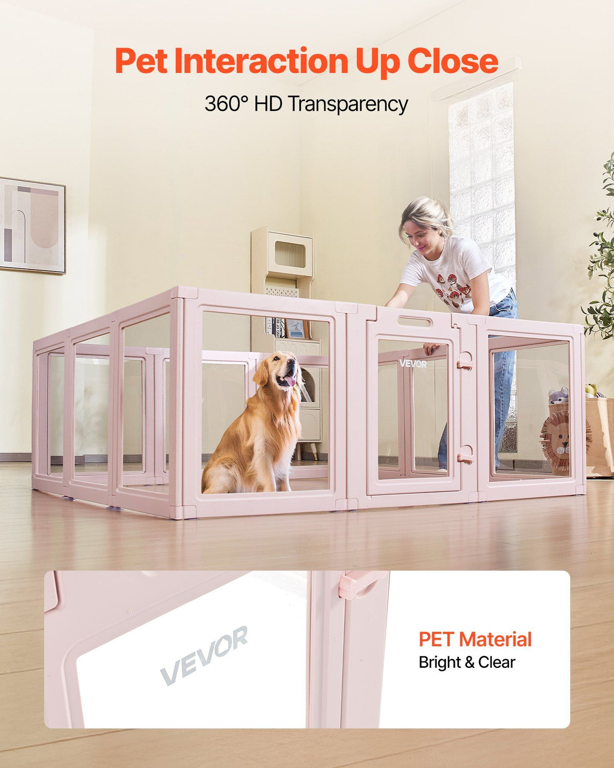 Dog Whelping Box, 1.54x1.5x0.6 m, Transparent Plastic Dog Whelping Pen for Large Sized Dogs, Waterproof Puppy V952-GYZXZJZJSLDCK3NII001V0
