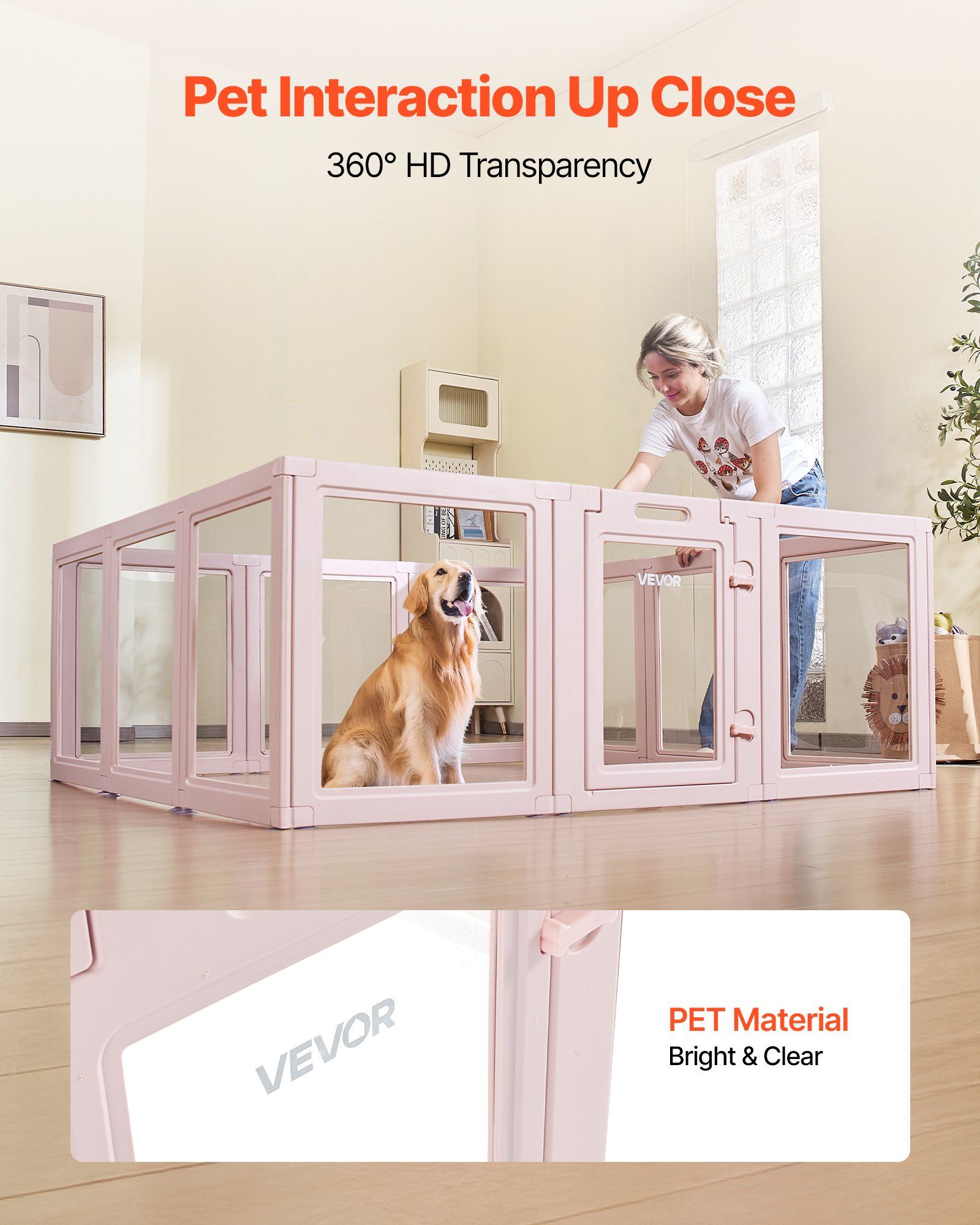 Dog Whelping Box, 1.54x1.5x0.6 m, Transparent Plastic Dog Whelping Pen for Large Sized Dogs, Waterproof Puppy V952-GYZXZJZJSLDCK3NII001V0