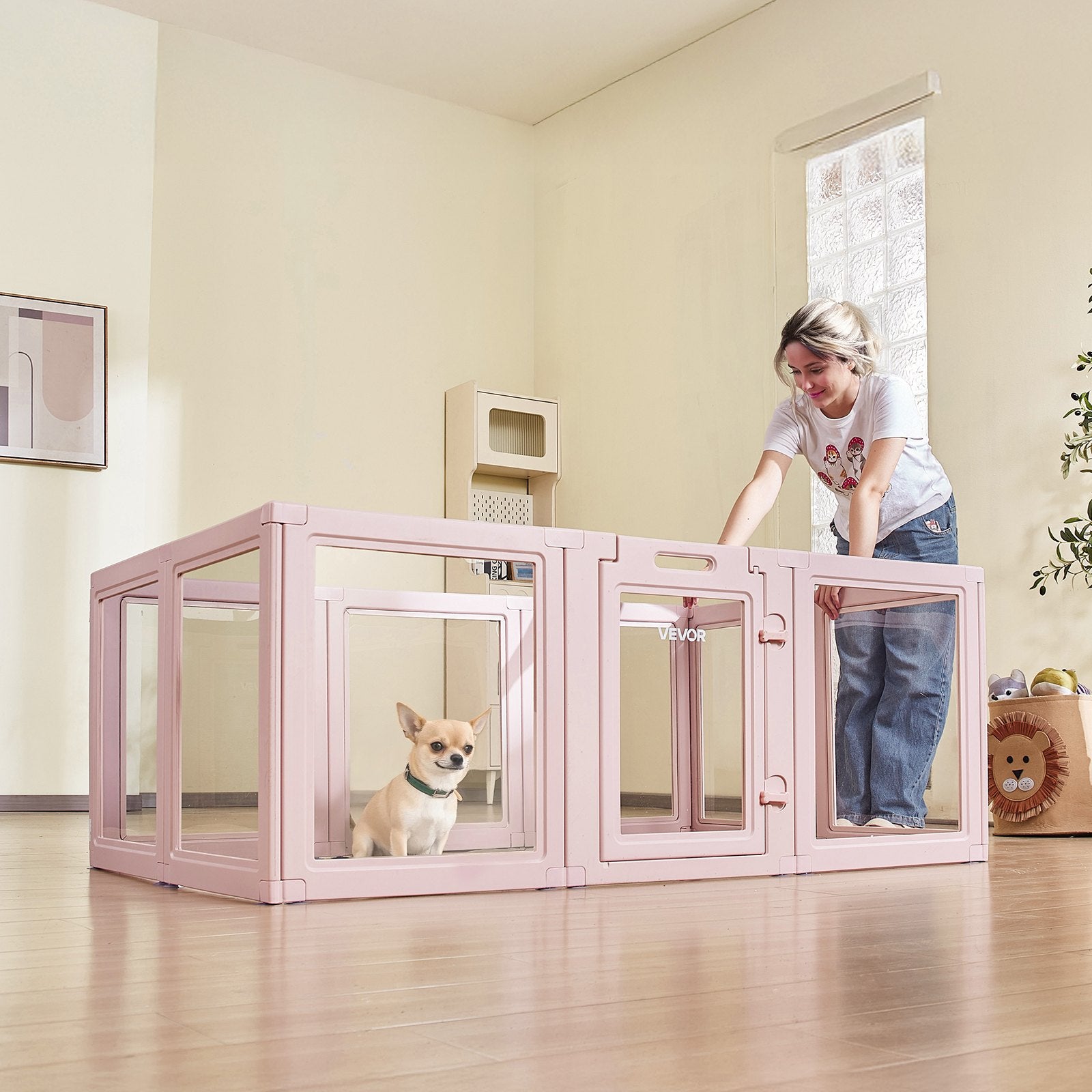 Dog Whelping Box, 1.54x1x0.6 m Plastic Dog Whelping Pen for Medium Sized Dogs, Waterproof Transparent Puppy V952-GYZXZJZJSLDCQPAG3001V0