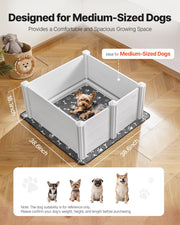Dogs Whelping Box, 980 x 980 x 460 mm, Plastic PVC Puppies Playpen with Height Adjustable Door and Washable V952-GYZXZJZJSLZXOYTOYV0