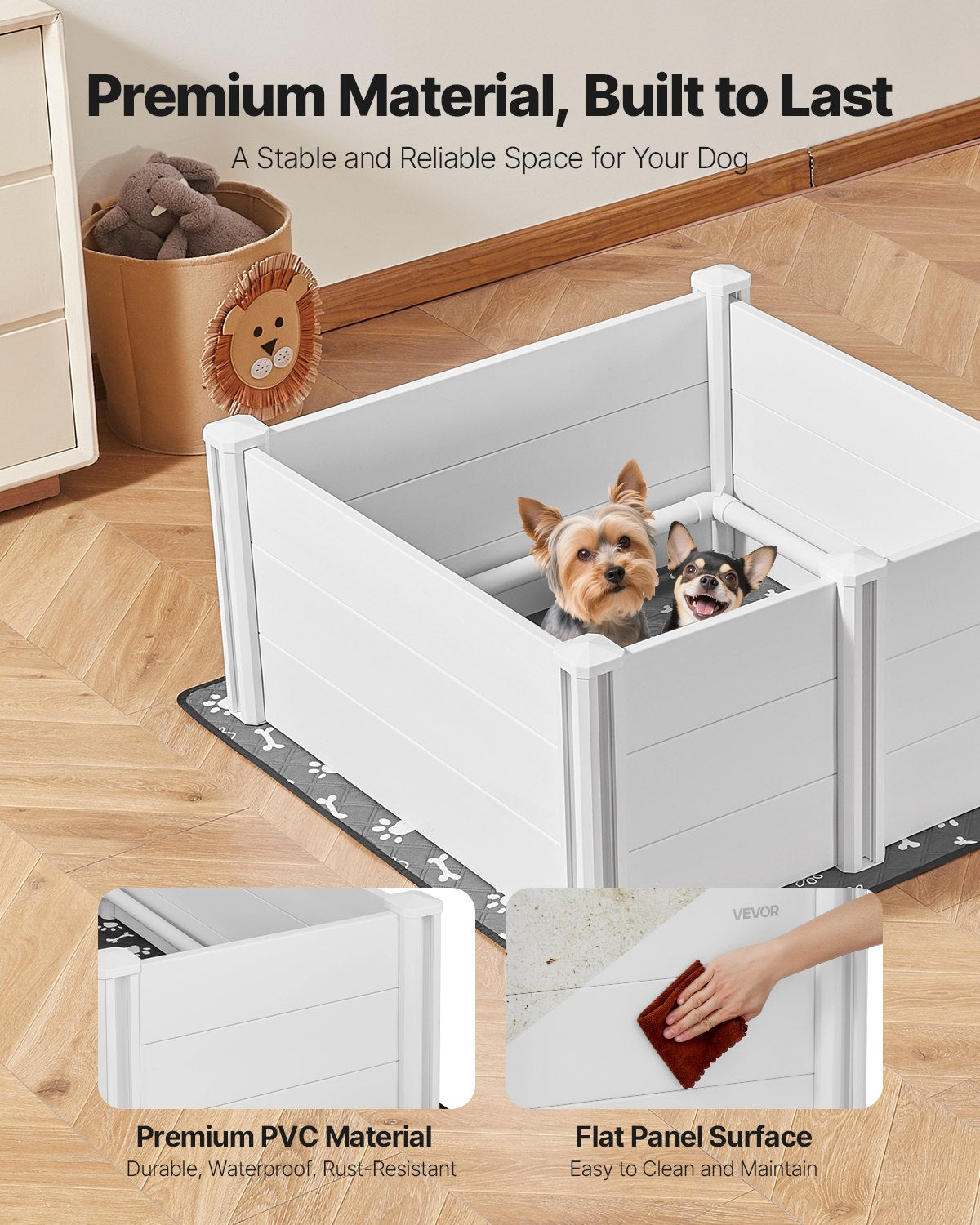 Dogs Whelping Box, 980 x 980 x 460 mm, Plastic PVC Puppies Playpen with Height Adjustable Door and Washable V952-GYZXZJZJSLZXOYTOYV0