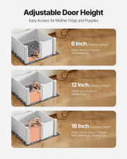 Dogs Whelping Box, 980 x 980 x 460 mm, Plastic PVC Puppies Playpen with Height Adjustable Door and Washable V952-GYZXZJZJSLZXOYTOYV0