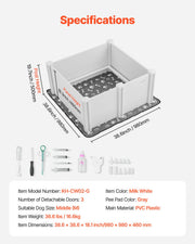 Dogs Whelping Box, 980 x 980 x 460 mm, Plastic PVC Puppies Playpen with Height Adjustable Door and Washable V952-GYZXZJZJSLZXOYTOYV0