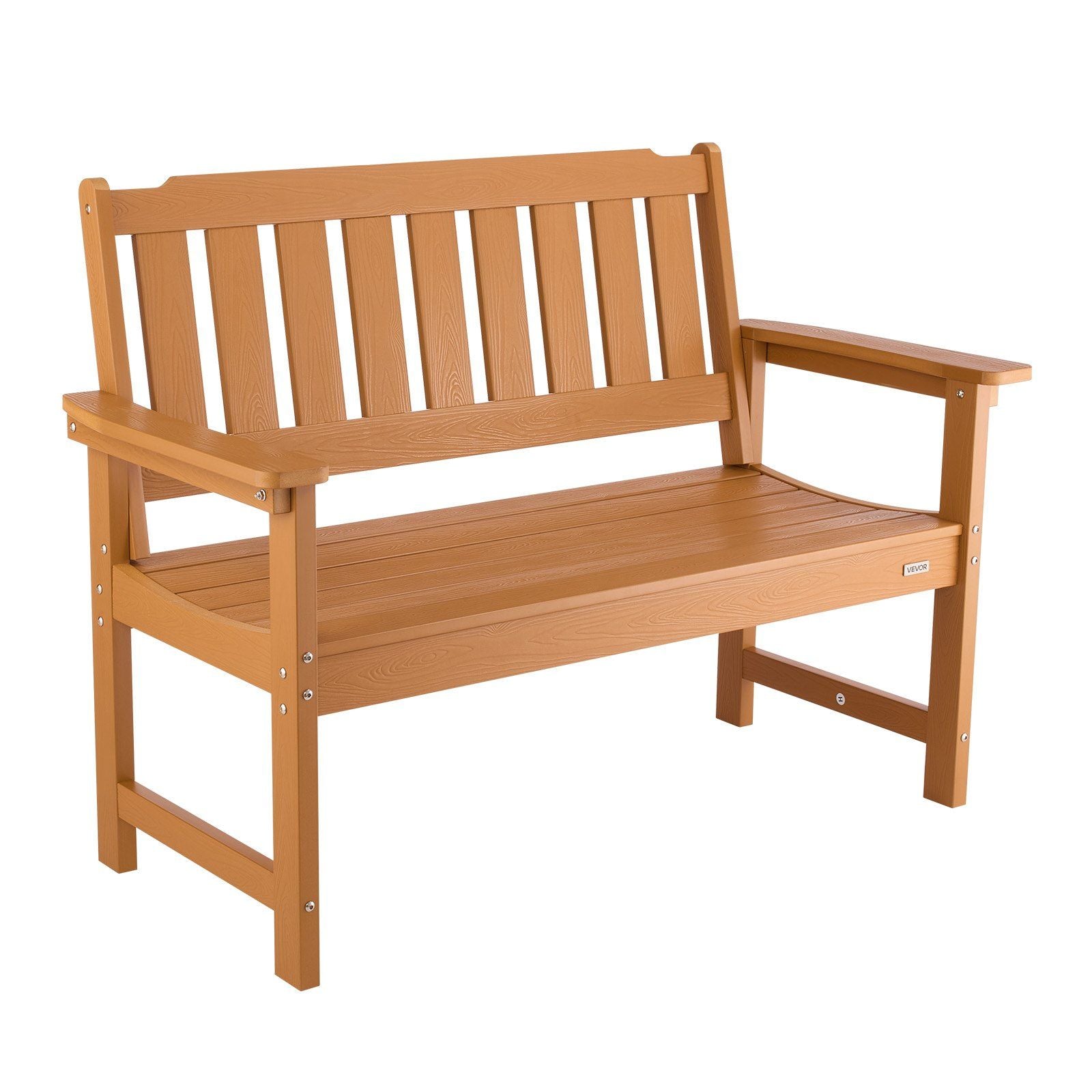 Outdoor Bench, 128 cm, 363 kg Weight Capacity for 2-3 Persons, Weatherproof Plastic Frame with Backrest and V952-GYZYSLYMSSTBEEBDW001V0