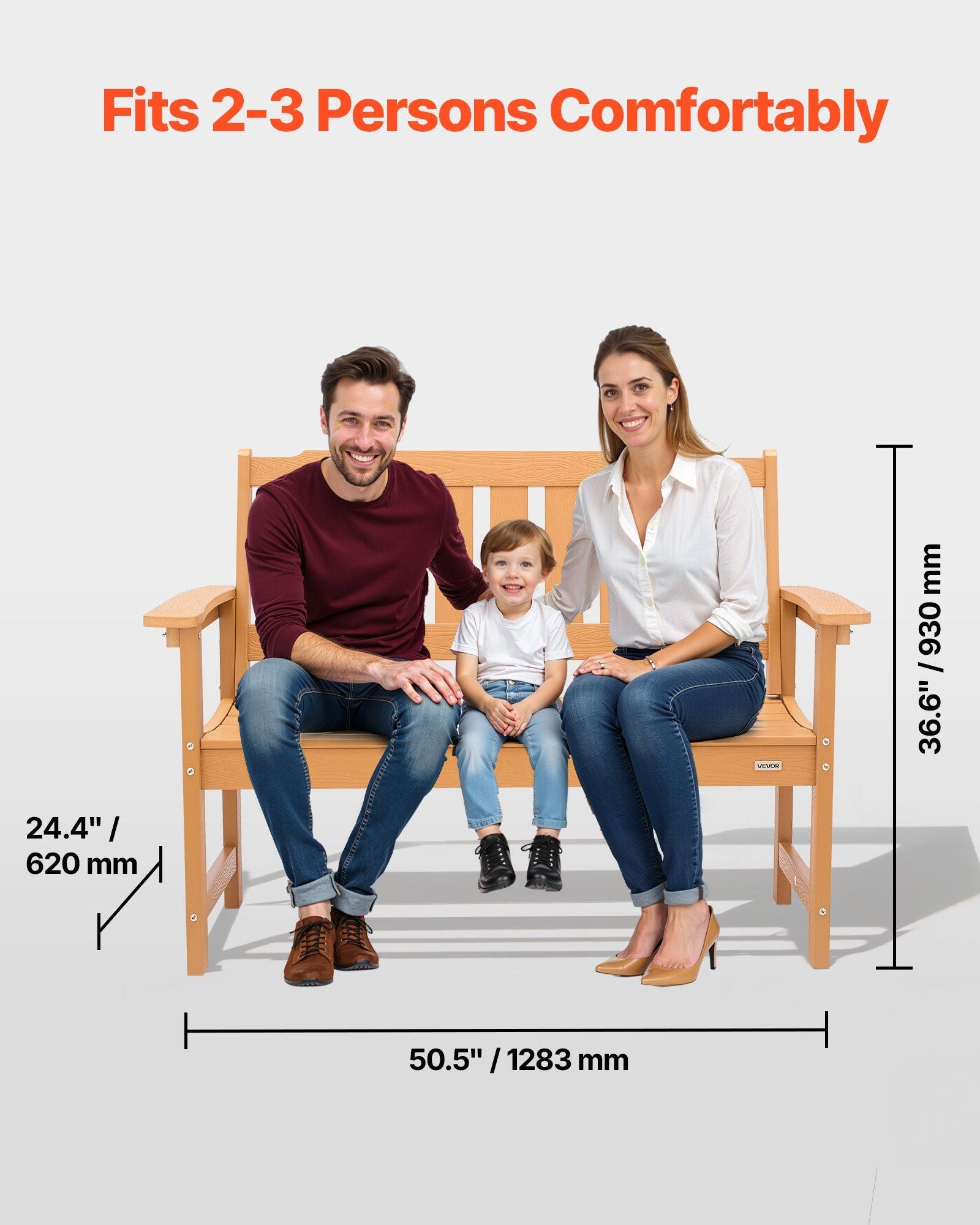 Outdoor Bench, 128 cm, 363 kg Weight Capacity for 2-3 Persons, Weatherproof Plastic Frame with Backrest and V952-GYZYSLYMSSTBEEBDW001V0