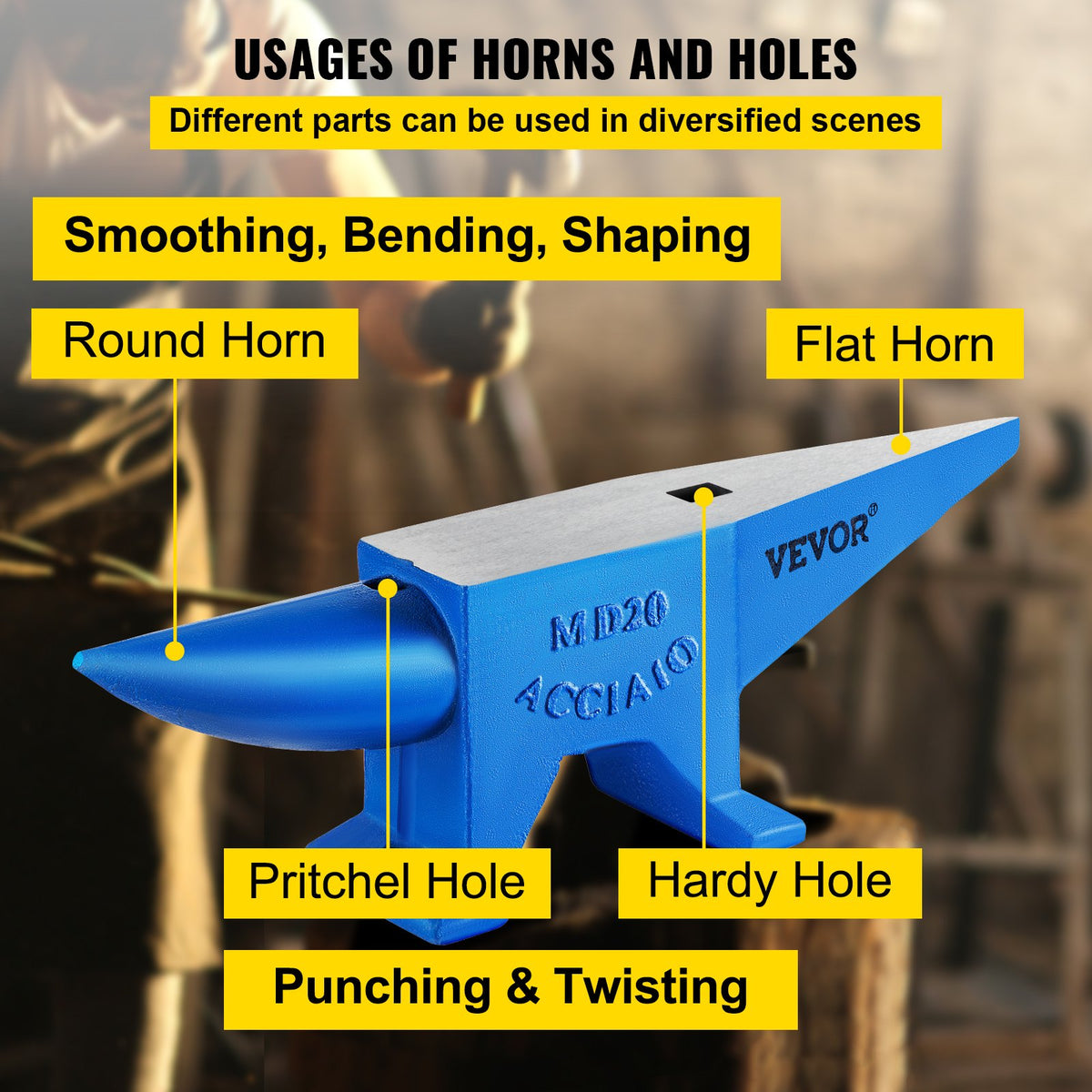 Single Horn Anvil 44Lbs Steel Anvil Blacksmith for Sale Forge Tools and Equipment Anvil Rugged Round and V952-GZ20KGGZ000000001V0