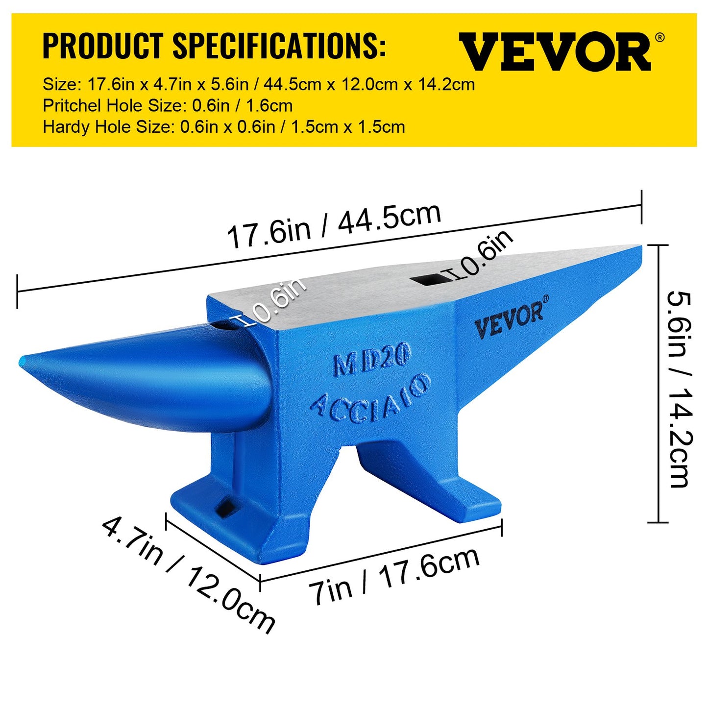 Single Horn Anvil 44Lbs Steel Anvil Blacksmith for Sale Forge Tools and Equipment Anvil Rugged Round and V952-GZ20KGGZ000000001V0
