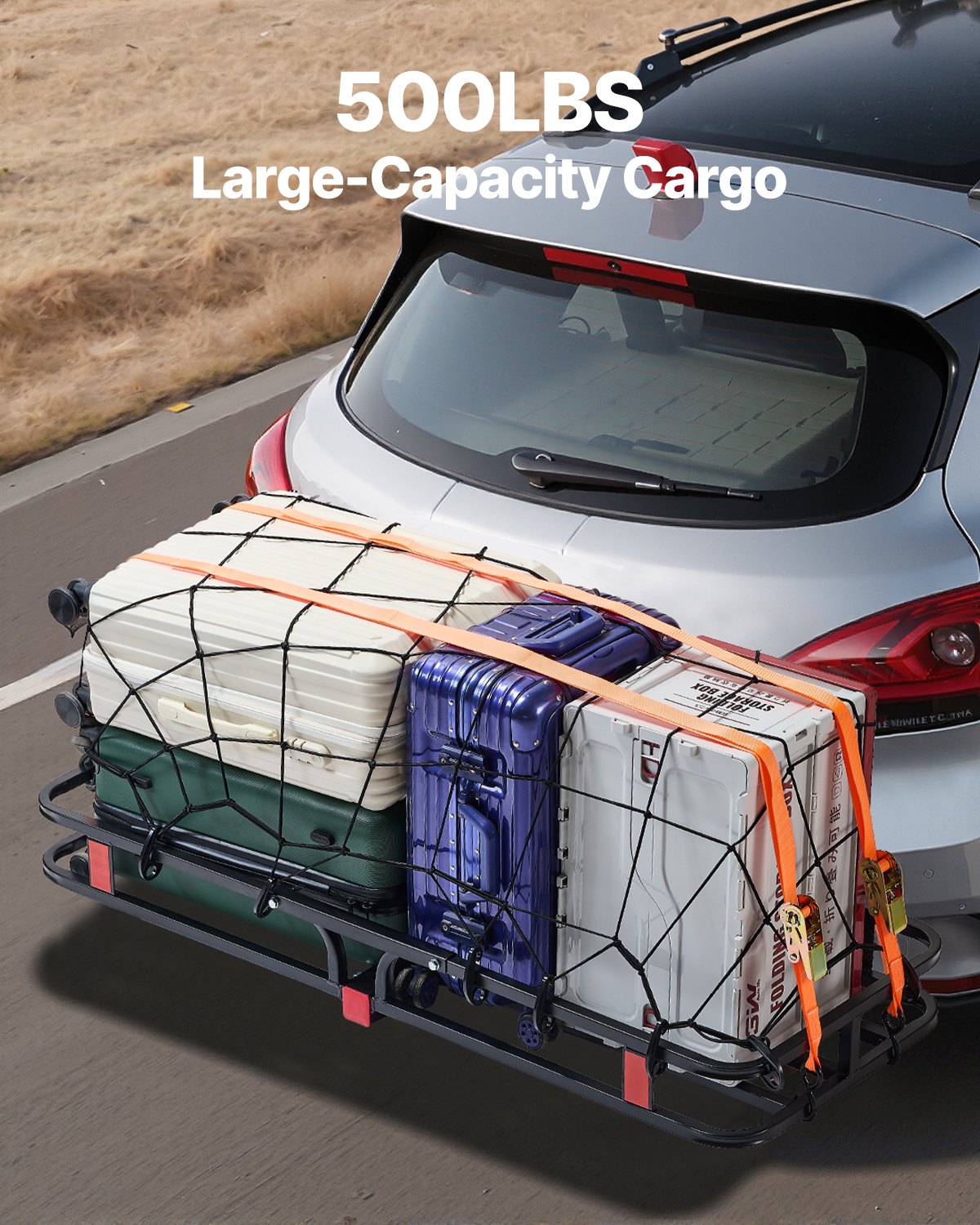 53" x 19" x 5", Hitch Cargo Carrier, 500 lbs Capacity Hitch Cargo Carrier with Hitch Stabilizer & Ratchet V952-GZBDPDECKFGZDVRAOV0