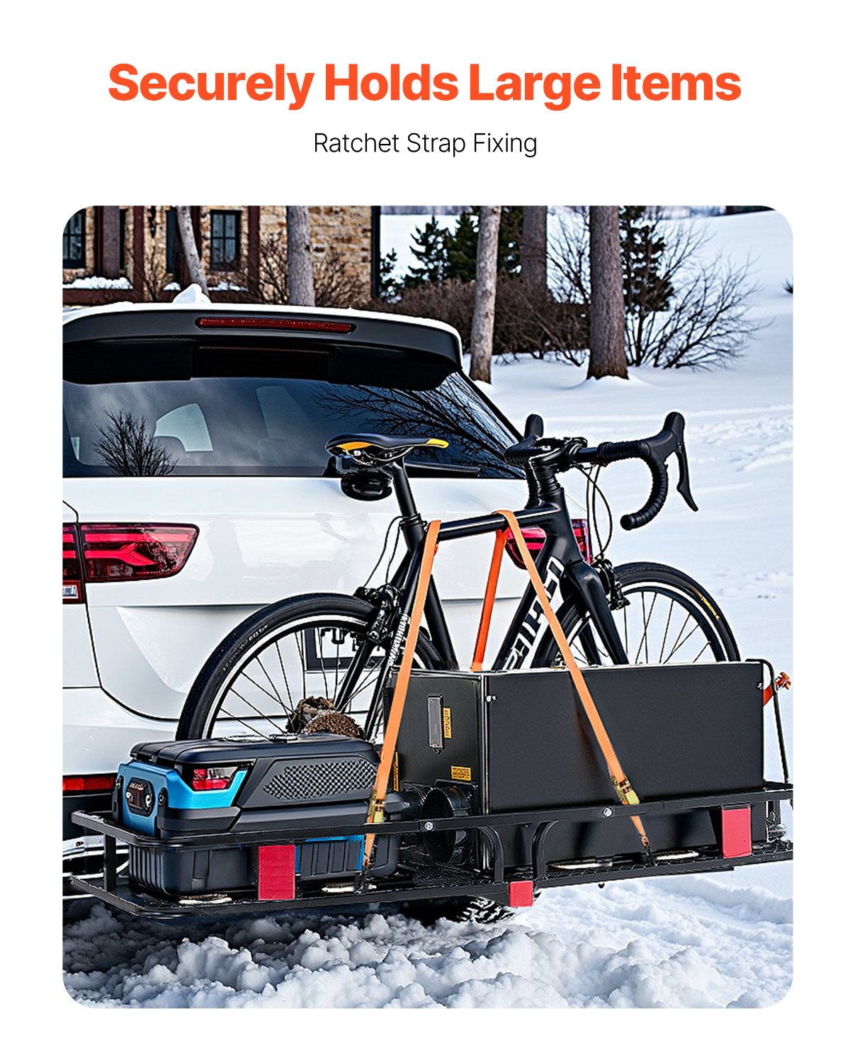 53" x 19" x 5", Hitch Cargo Carrier, 500 lbs Capacity Hitch Cargo Carrier with Hitch Stabilizer & Ratchet V952-GZBDPDECKFGZDVRAOV0