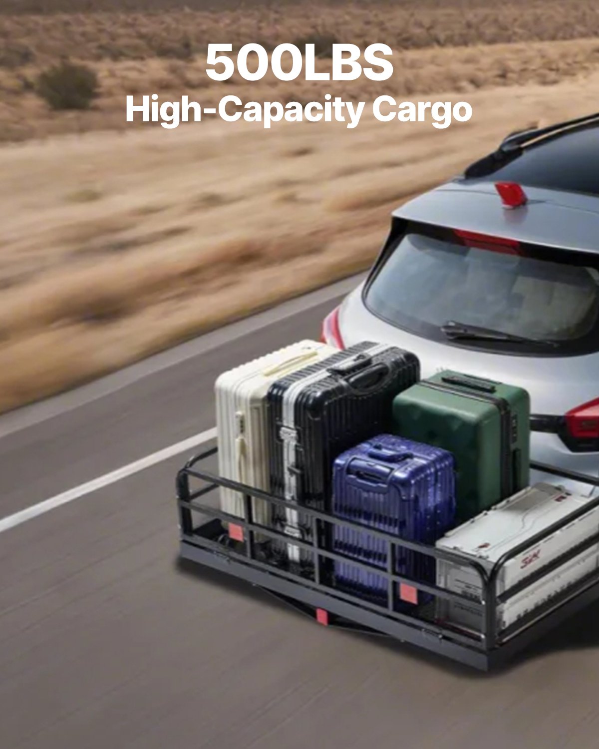 60" x 24" x 14", Hitch Cargo Carrier, 500 lbs Capacity Hitch Cargo Carrier with Anti-Rattle Hitch Stabilizer, V952-GZBDPDECKFGZO1MA7V0