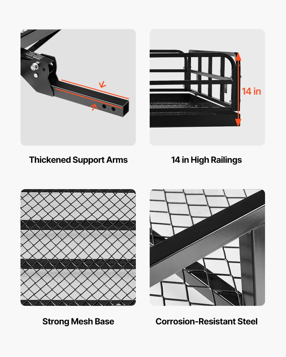 60" x 24" x 14", Hitch Cargo Carrier, 500 lbs Capacity Hitch Cargo Carrier with Anti-Rattle Hitch Stabilizer, V952-GZBDPDECKFGZO1MA7V0
