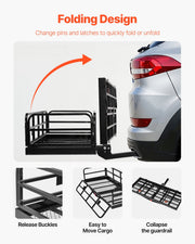 60" x 24" x 14", Hitch Cargo Carrier, 500 lbs Capacity Hitch Cargo Carrier with Anti-Rattle Hitch Stabilizer, V952-GZBDPDECKFGZO1MA7V0
