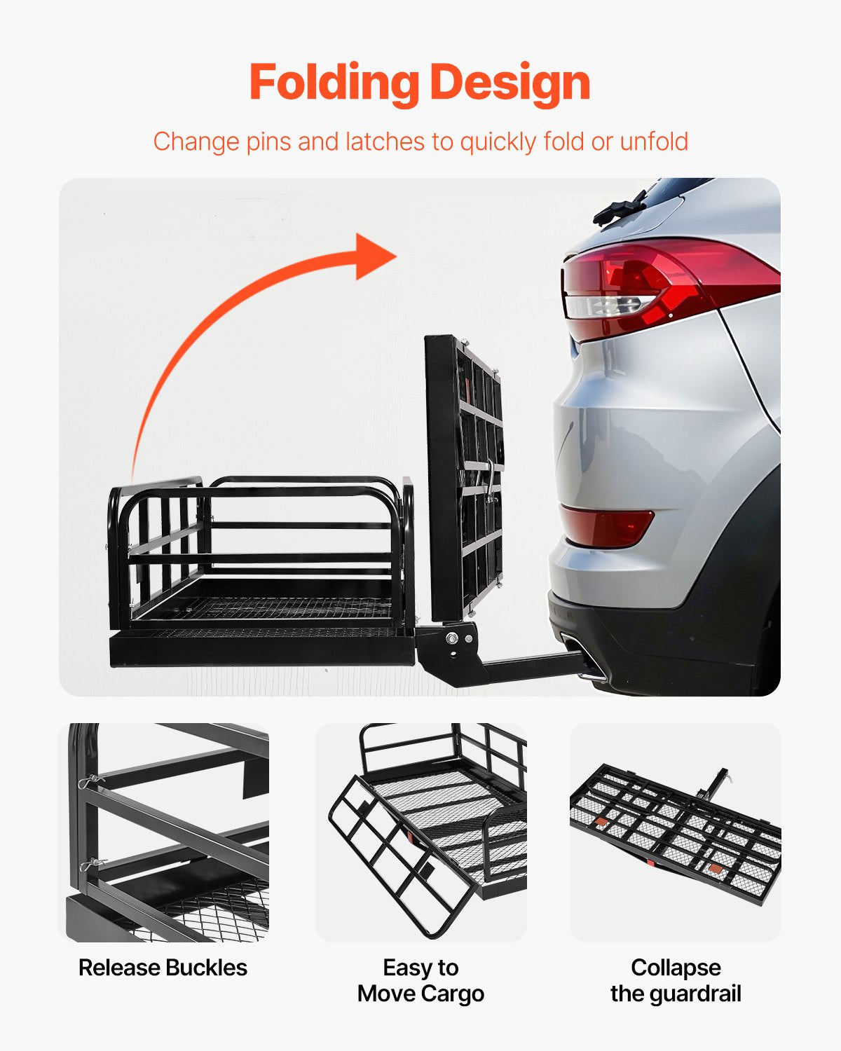 60" x 24" x 14", Hitch Cargo Carrier, 500 lbs Capacity Hitch Cargo Carrier with Anti-Rattle Hitch Stabilizer, V952-GZBDPDECKFGZO1MA7V0