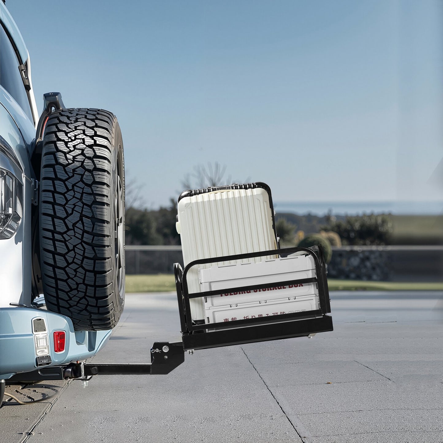 60" x 24" x 14", Hitch Cargo Carrier, 500 lbs Capacity Hitch Cargo Carrier with Anti-Rattle Hitch Stabilizer, V952-GZBDPDECKFGZO1MA7V0